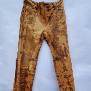 Harley Leather Motorcycle pants brown tan black biker tiedye fringe cowgirl 12 L